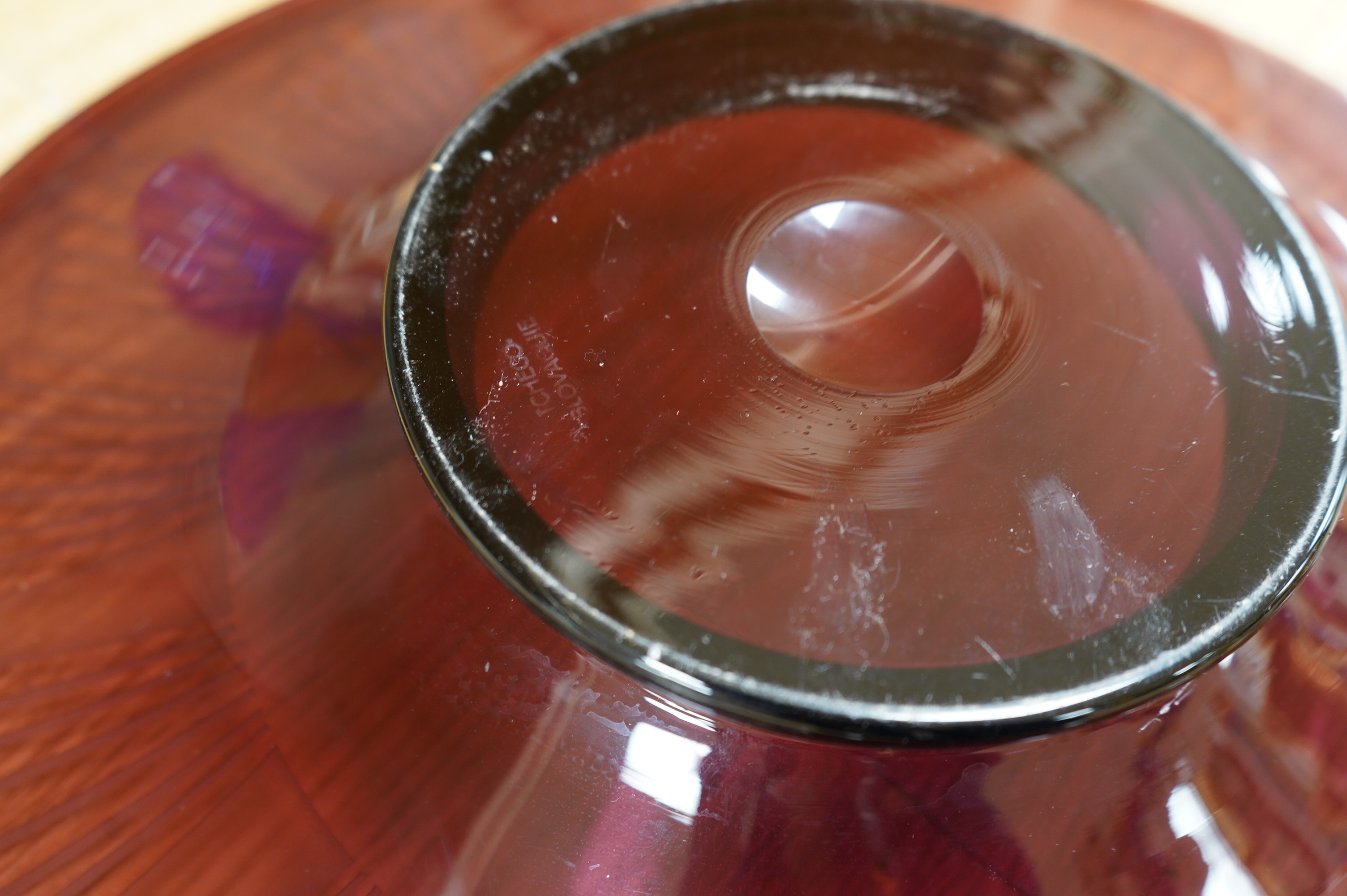 A Tcheco glass dish, a Whitefriars style vase and other glass including Kosta Boda, largest 45cm. Condition - good